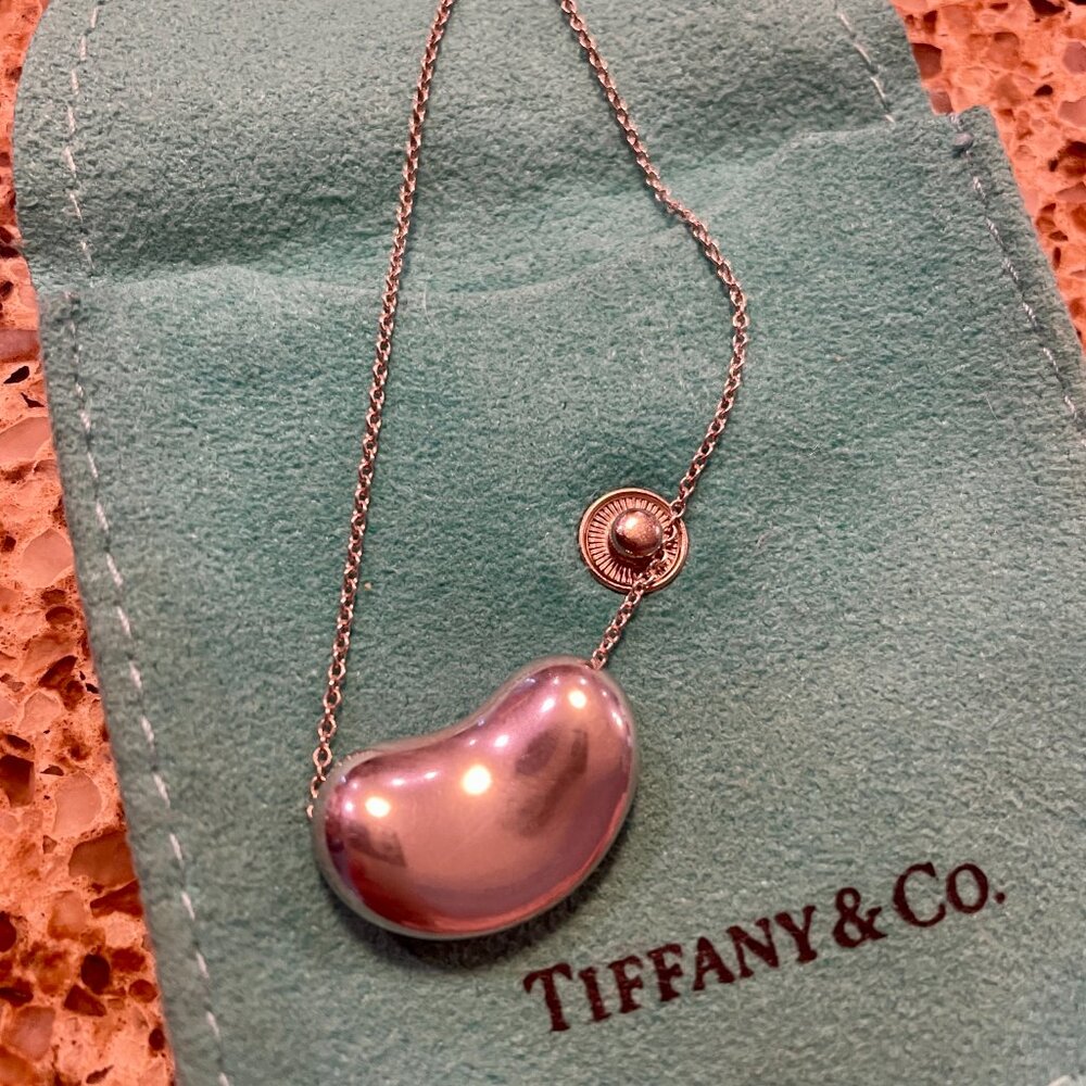 Authentic silver Tiffany Bean Necklace - large size
